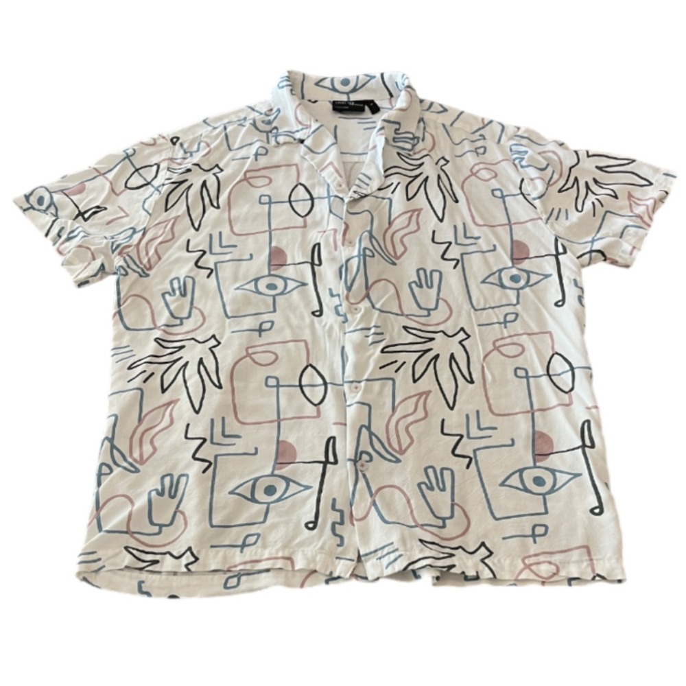 Level Ten Design Abstract Patterned Casual Button… - image 1